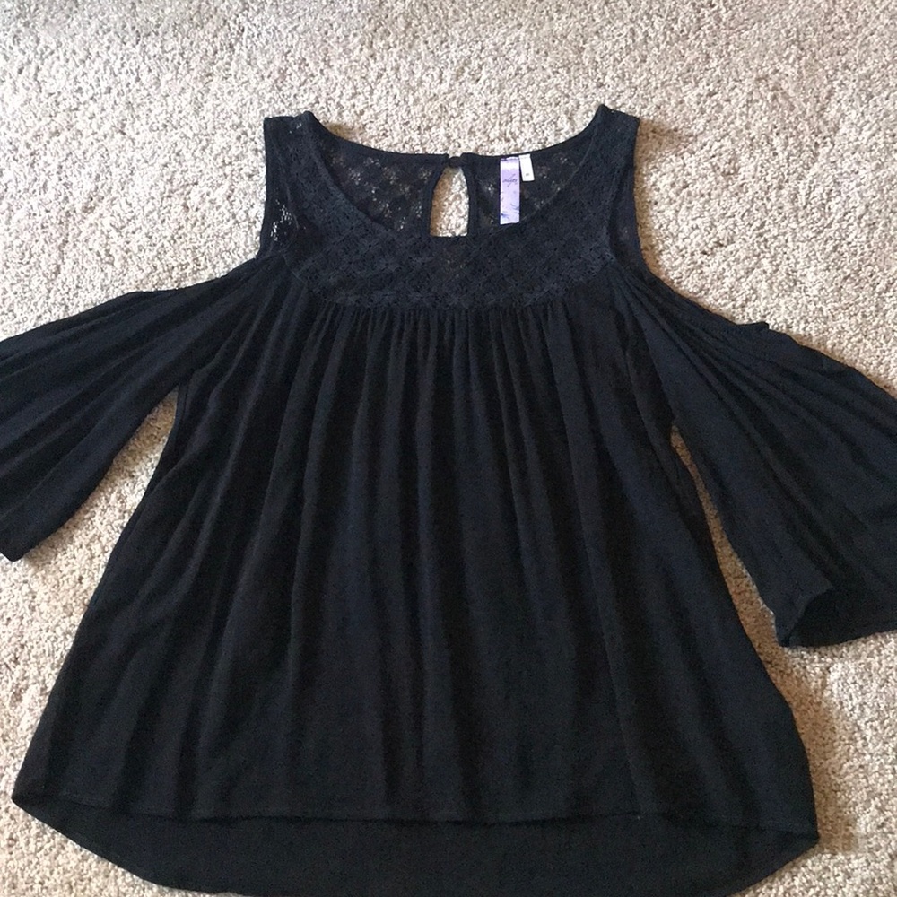 Black open shoulder top